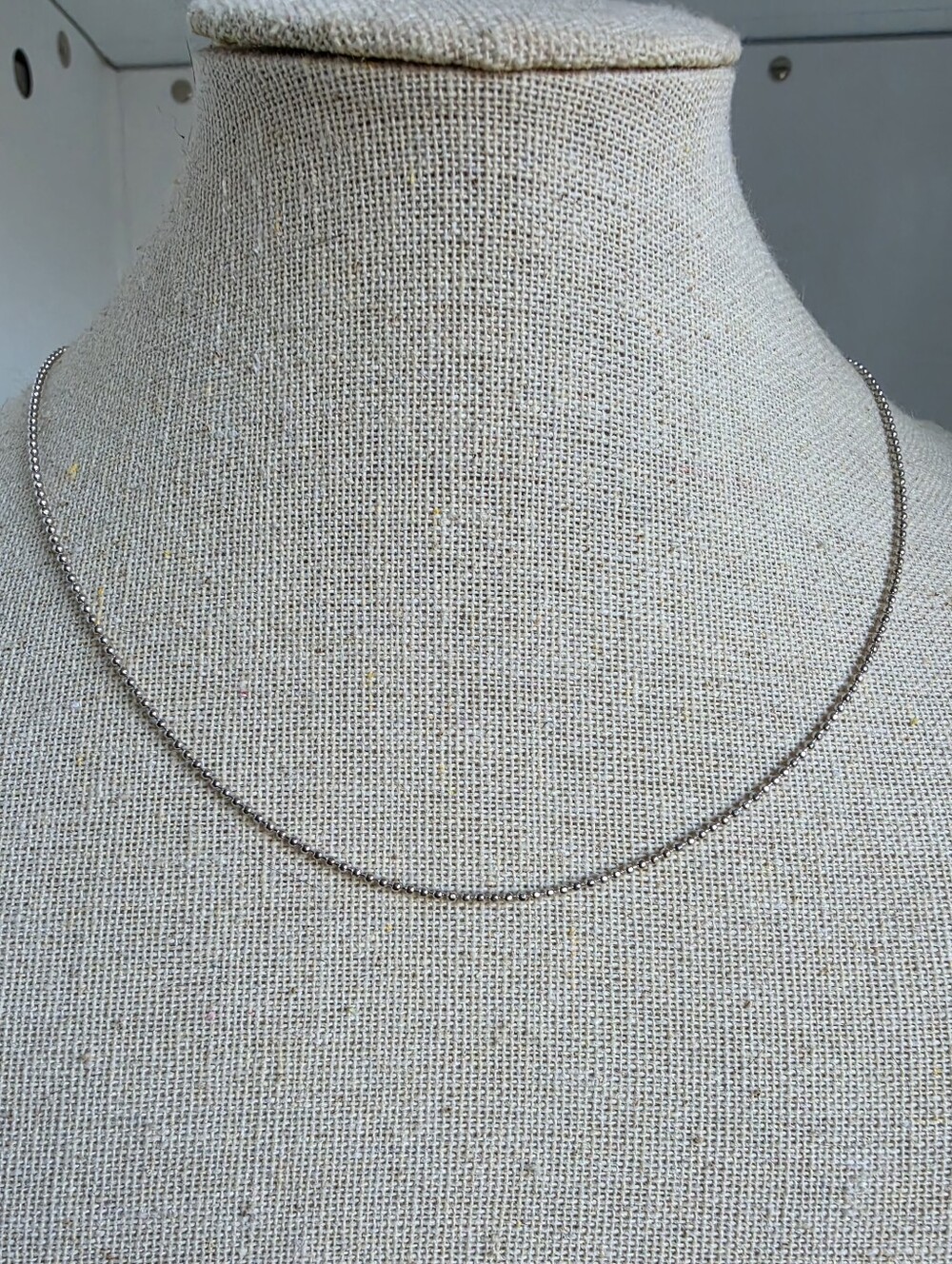 Silver Plated Beaded Ball Chain Necklace Minimalist Classic Jewelry